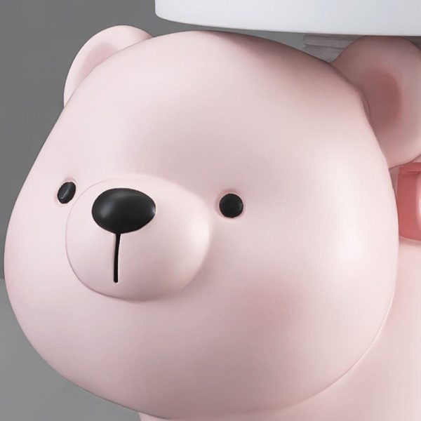 Contemporary Creative Fir Board Round Top Bear Resin Base Side Table For Living Room - Image 5