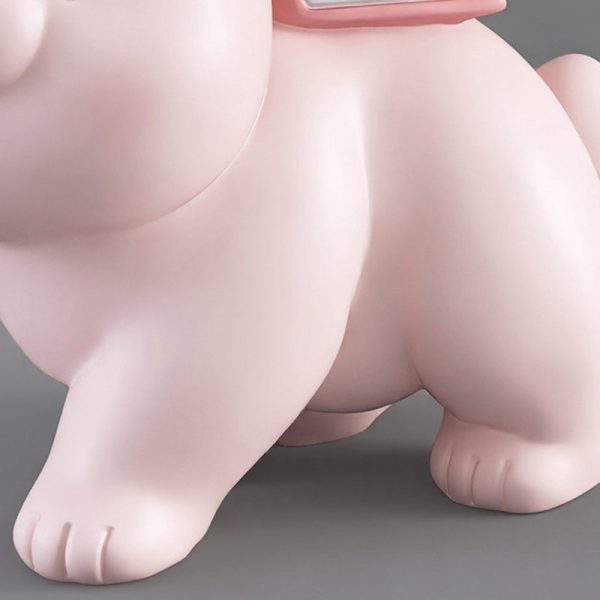 Contemporary Creative Fir Board Round Top Bear Resin Base Side Table For Living Room - Image 6