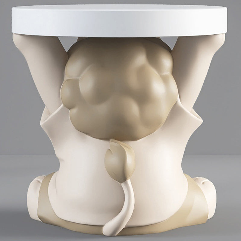 DFM-Table-FL04202-10.jpg Contemporary Creative Animal Lion Resin Fiberglass Round Top Side Table For Living Room - Image 8