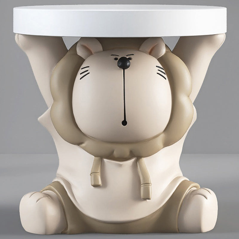 DFM-Table-FL04202-8.jpg Contemporary Creative Animal Lion Resin Fiberglass Round Top Side Table For Living Room - Image 10
