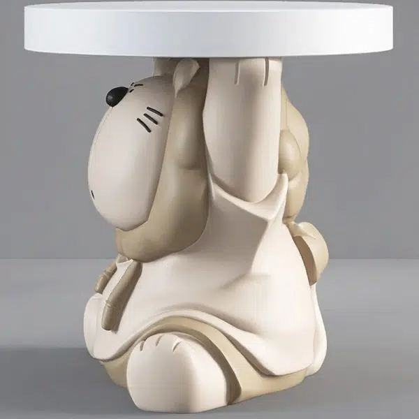 Contemporary Creative Animal Lion Resin Fiberglass Round Top Side Table For Living Room - Image 9