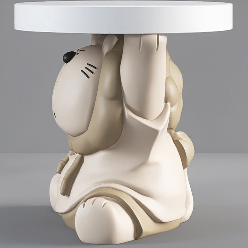 DFM-Table-FL04202-9.jpg Contemporary Creative Animal Lion Resin Fiberglass Round Top Side Table For Living Room - Image 9