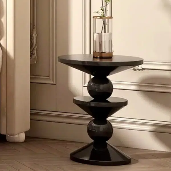 Contemporary Nordic FRP Geometric Round Side Table For Living Room - Image 2