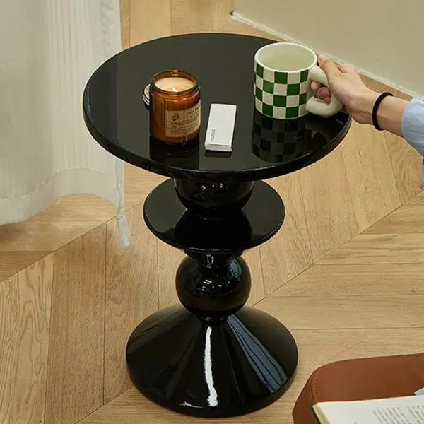 Contemporary Nordic FRP Geometric Round Side Table For Living Room - Image 5