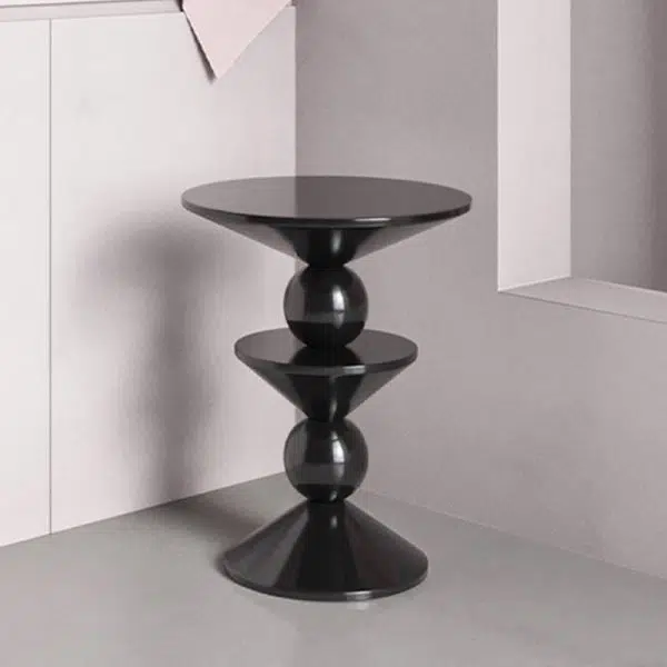 Contemporary Nordic FRP Geometric Round Side Table For Living Room - Image 3