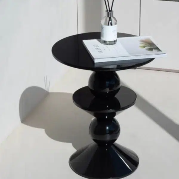 Contemporary Nordic FRP Geometric Round Side Table For Living Room - Image 8