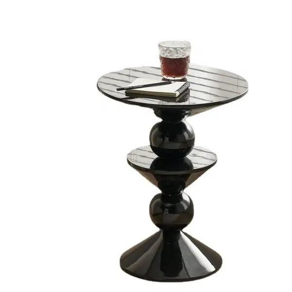 Contemporary Nordic FRP Geometric Round Side Table For Living Room - Image 11