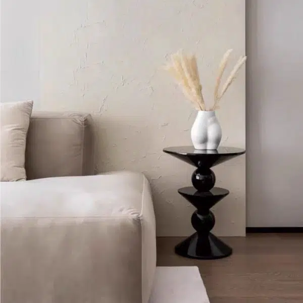 Contemporary Nordic FRP Geometric Round Side Table For Living Room - Image 9