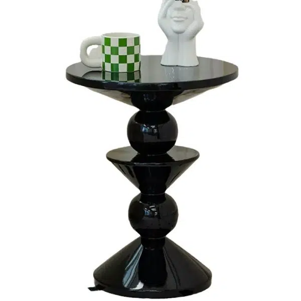 Contemporary Nordic FRP Geometric Round Side Table For Living Room - Image 10