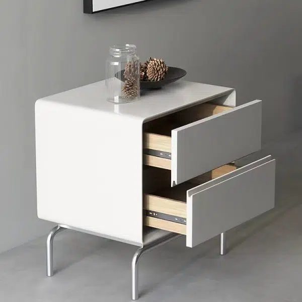 Contemporary Luxury Cube Solid Wood Nightstand 2-Drawer For Bedroom - Image 7