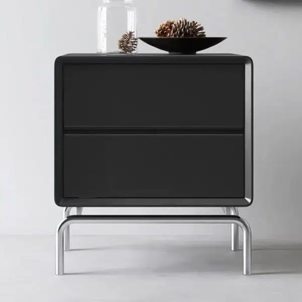 Contemporary Luxury Cube Solid Wood Nightstand 2-Drawer For Bedroom - Image 2