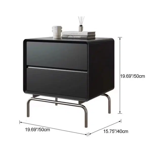 Contemporary Luxury Cube Solid Wood Nightstand 2-Drawer For Bedroom - Image 3