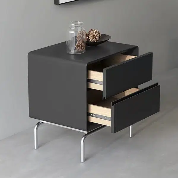 Contemporary Luxury Cube Solid Wood Nightstand 2-Drawer For Bedroom - Image 6