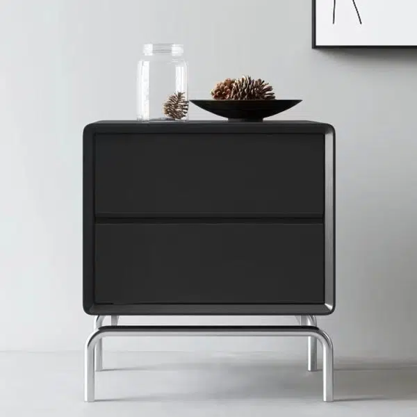 Contemporary Luxury Cube Solid Wood Nightstand 2-Drawer For Bedroom - Image 10
