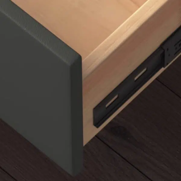 Contemporary Luxury Rectangular Tempered Glass Top Leather Veneered Solid Wood Frame Nightstand 1-Drawer For Bedroom - Image 7