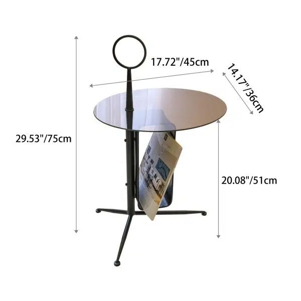 Contemporary Nordic Glass Round Top Iron Tripod End Table Storage Shelf For Living Room - Image 3