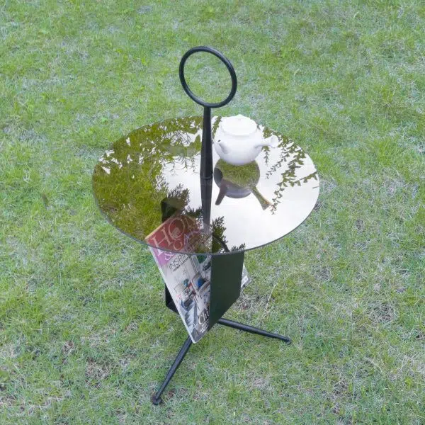 Contemporary Nordic Glass Round Top Iron Tripod End Table Storage Shelf For Living Room - Image 8