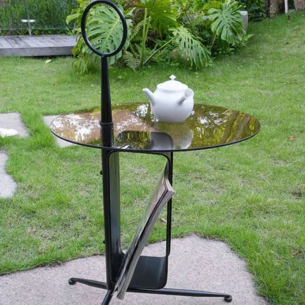 Contemporary Nordic Glass Round Top Iron Tripod End Table Storage Shelf For Living Room - Image 7