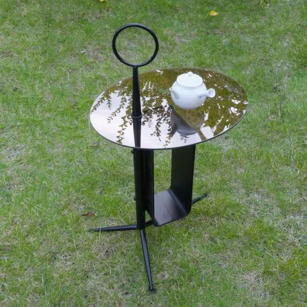 Contemporary Nordic Glass Round Top Iron Tripod End Table Storage Shelf For Living Room - Image 2