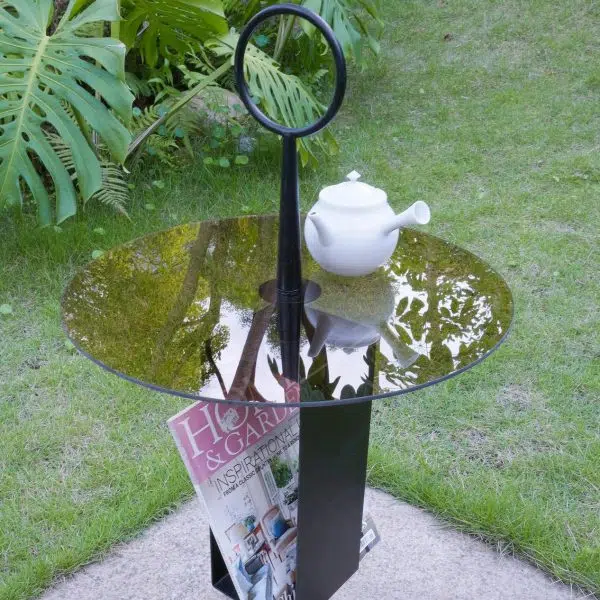 Contemporary Nordic Glass Round Top Iron Tripod End Table Storage Shelf For Living Room - Image 6