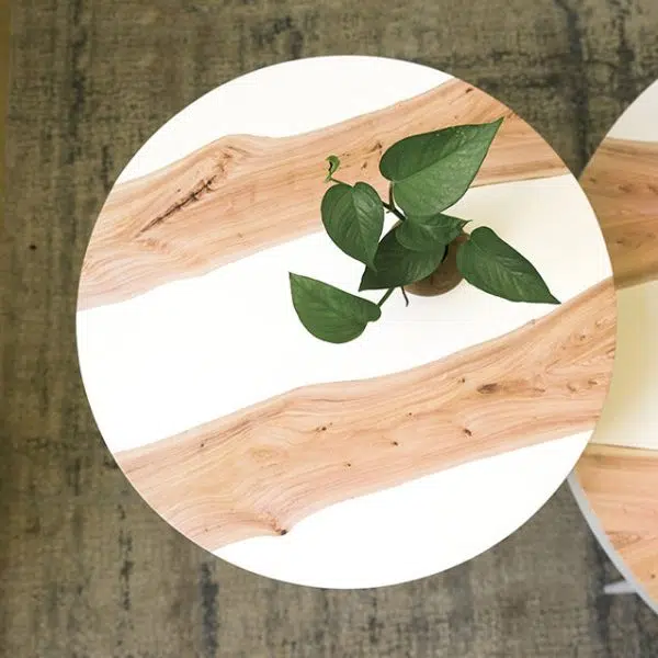 Contemporary Nordic MDF Round Top Iron Legs End Table For Living Room - Image 4