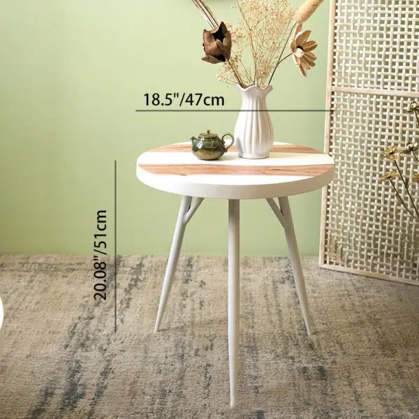 Contemporary Nordic MDF Round Top Iron Legs End Table For Living Room - Image 3