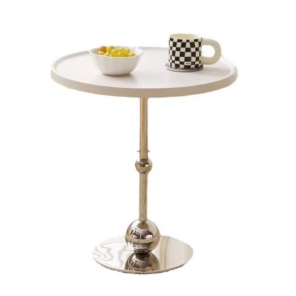 Contemporary Nordic Glass Round Top Stainless Steel End Table For Living Room - Image 11