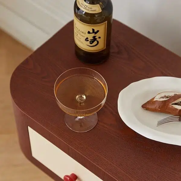 Contemporary Nordic Rounded Square MDF Top Solid Wood Base Nightstand 1-Drawer For Bedroom - Image 8