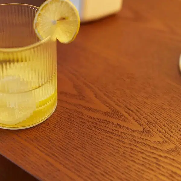 Contemporary Nordic Rounded Square MDF Top Solid Wood Base Nightstand 1-Drawer For Bedroom - Image 6