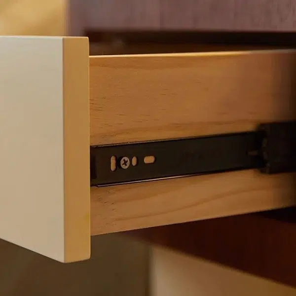 Contemporary Nordic Rounded Square MDF Top Solid Wood Base Nightstand 1-Drawer For Bedroom - Image 9