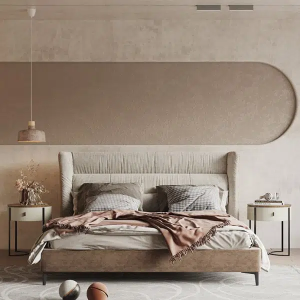 Contemporary Nordic Solid Wood Round Top Iron Nightstand 1-Drawer For Bedroom - Image 11