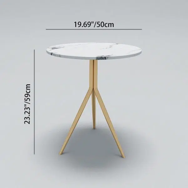 Contemporary Luxury Marble Round Top Metal Base End Table For Living Room - Image 4