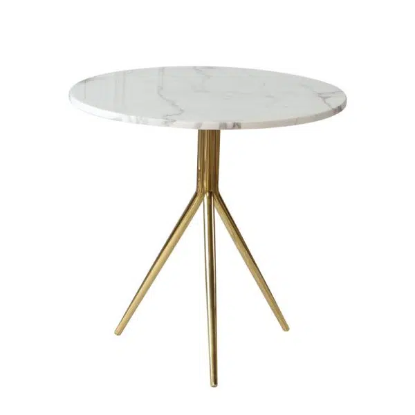 Contemporary Luxury Marble Round Top Metal Base End Table For Living Room - Image 18