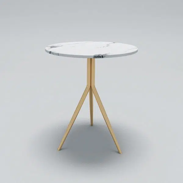 Contemporary Luxury Marble Round Top Metal Base End Table For Living Room - Image 16