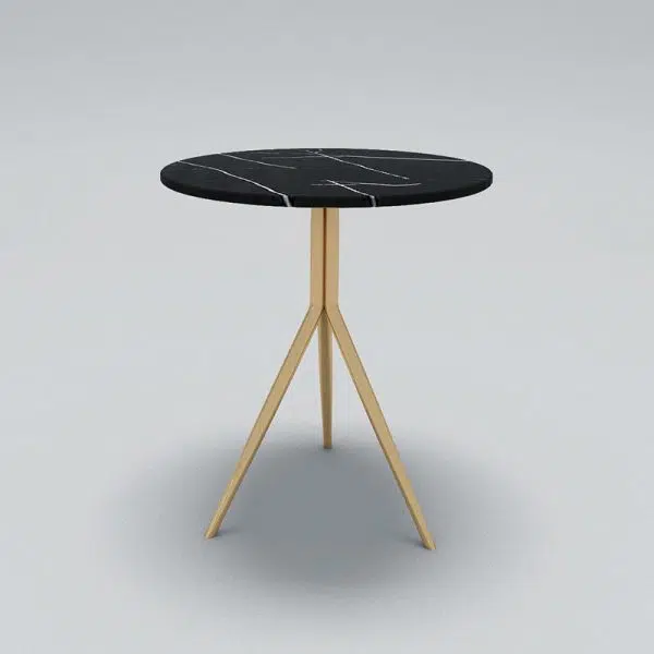 Contemporary Luxury Marble Round Top Metal Base End Table For Living Room - Image 17