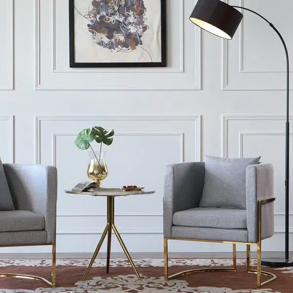 Contemporary Luxury Marble Round Top Metal Base End Table For Living Room - Image 13