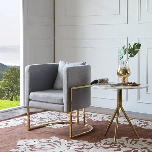 Contemporary Luxury Marble Round Top Metal Base End Table For Living Room - Image 14