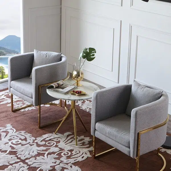 Contemporary Luxury Marble Round Top Metal Base End Table For Living Room - Image 12