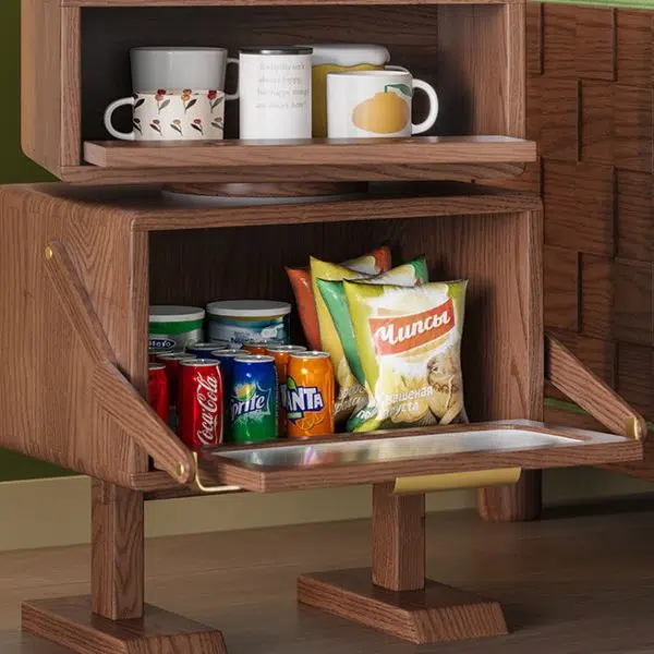 Contemporary Creative Robot Solid Wood Nightstand 2 Storage Cabinets For Bedroom - Image 9