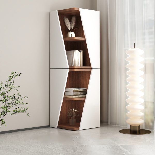 Modern Minimalist Triangle Solid Wood Compact Corner Bookcase 2/4/6-Tier Storage Rack For Home Office - Image 30