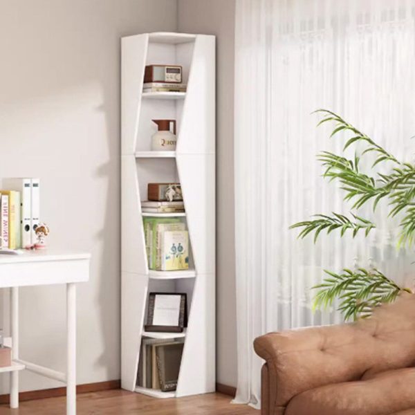 Modern Minimalist Triangle Solid Wood Compact Corner Bookcase 2/4/6-Tier Storage Rack For Home Office - Image 29