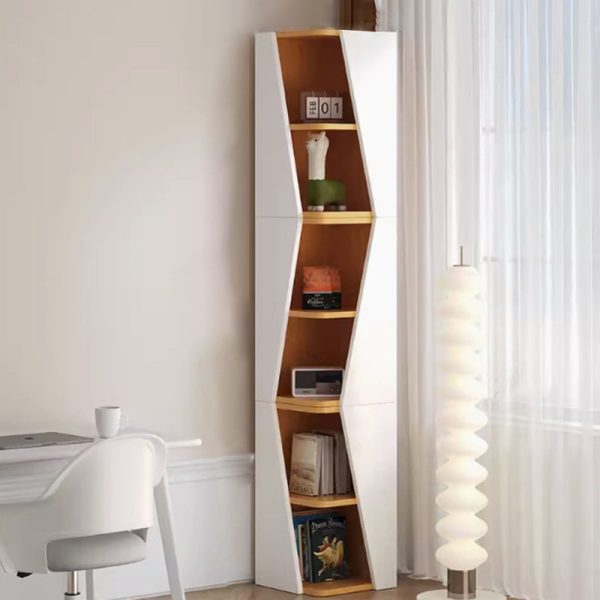 Modern Minimalist Triangle Solid Wood Compact Corner Bookcase 2/4/6-Tier Storage Rack For Home Office - Image 10