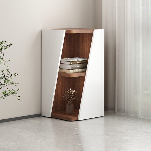 Modern Minimalist Triangle Solid Wood Compact Corner Bookcase 2/4/6-Tier Storage Rack For Home Office - Image 31