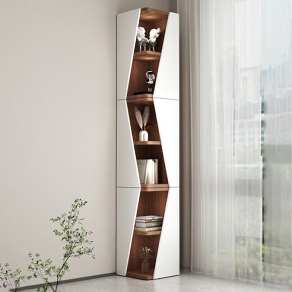 Modern Minimalist Triangle Solid Wood Compact Corner Bookcase 2/4/6-Tier Storage Rack For Home Office - Image 21