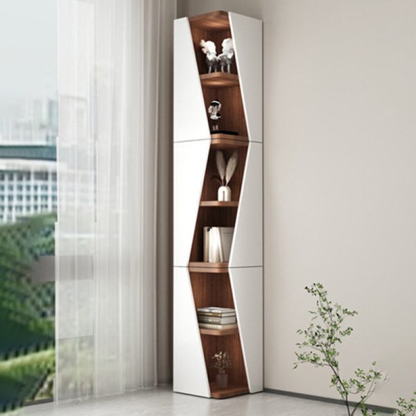 Modern Minimalist Triangle Solid Wood Compact Corner Bookcase 2/4/6-Tier Storage Rack For Home Office - Image 22