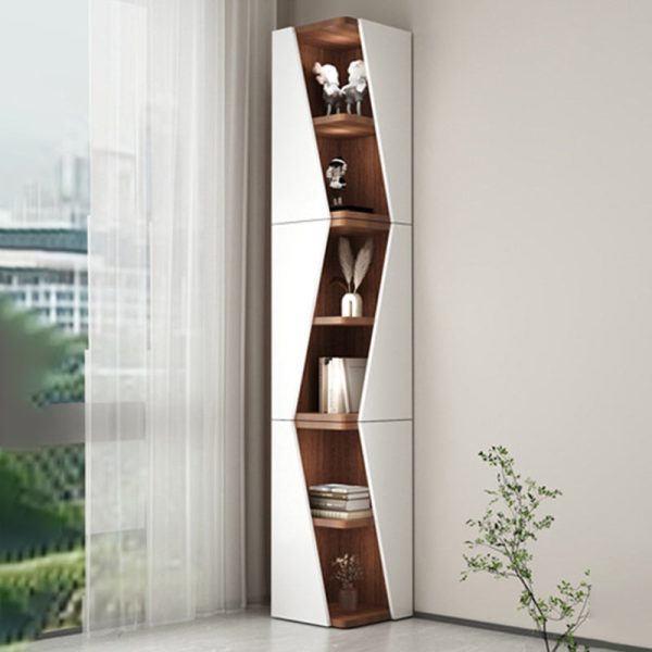 Modern Minimalist Triangle Solid Wood Compact Corner Bookcase 2/4/6-Tier Storage Rack For Home Office - Image 23
