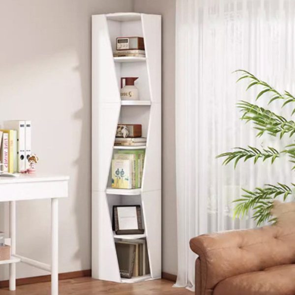 Modern Minimalist Triangle Solid Wood Compact Corner Bookcase 2/4/6-Tier Storage Rack For Home Office - Image 24