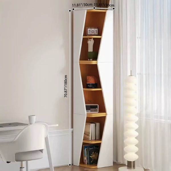 Modern Minimalist Triangle Solid Wood Compact Corner Bookcase 2/4/6-Tier Storage Rack For Home Office - Image 4