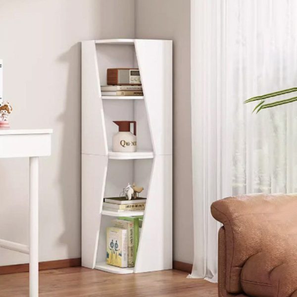 Modern Minimalist Triangle Solid Wood Compact Corner Bookcase 2/4/6-Tier Storage Rack For Home Office - Image 26