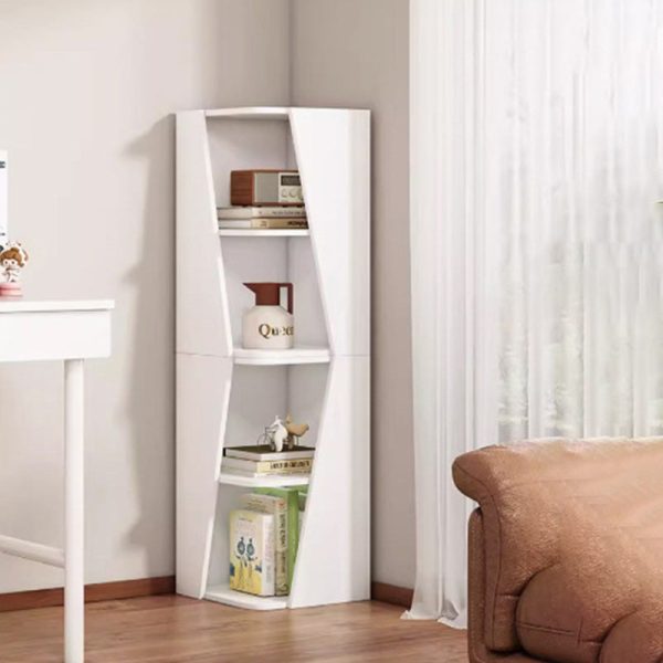 Modern Minimalist Triangle Solid Wood Compact Corner Bookcase 2/4/6-Tier Storage Rack For Home Office - Image 20